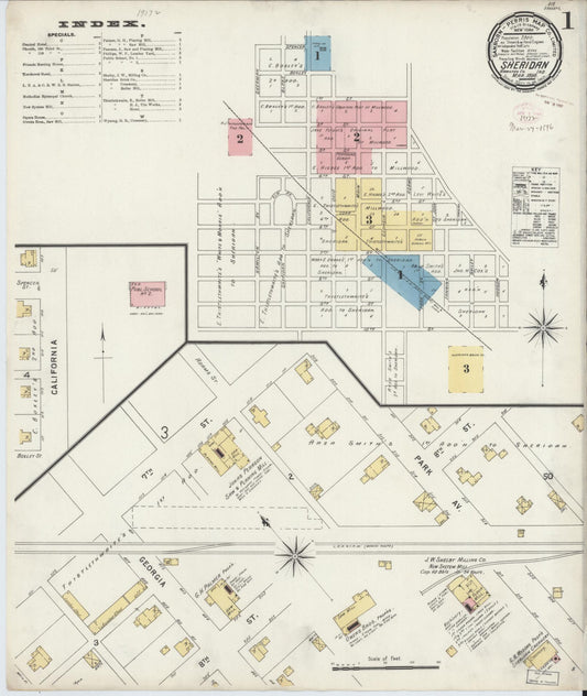 Sanborn Fire Insurance Map from Sheridan, Hamilton County, Indiana (1896), Sheet #0001 - Historic Sanborn Fire Insurance Map Print, vintage old map wall art, antique decor, genealogy gift, Indiana Indiana map