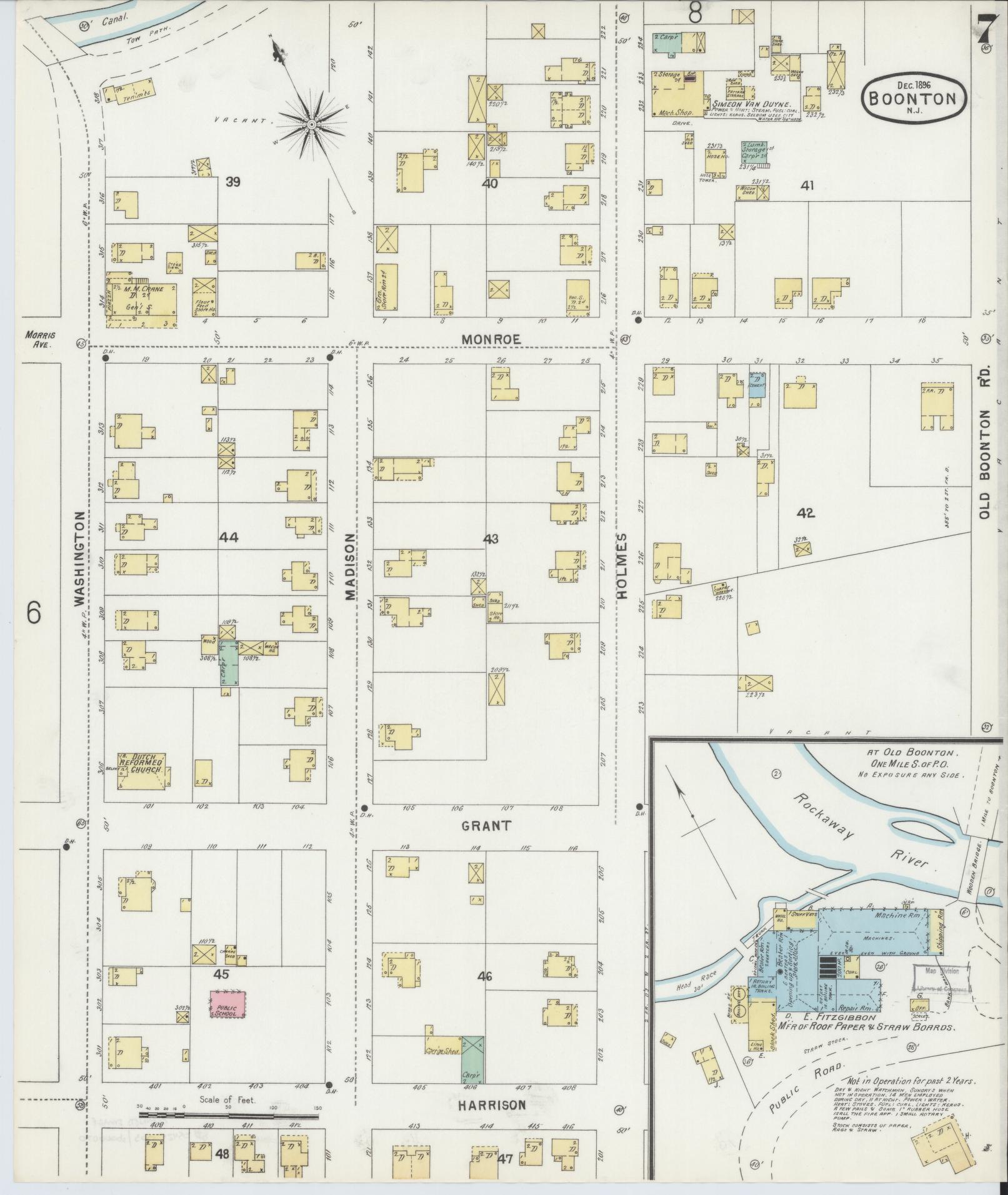 Sanborn Fire Insurance Map from Boonton, Morris County, New Jersey (1896), Sheet #0007 - Historic Sanborn Fire Insurance Map Print, vintage old map wall art, antique decor, genealogy gift, New Jersey New Jersey map