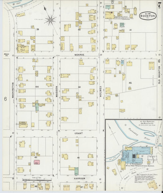 Sanborn Fire Insurance Map from Boonton, Morris County, New Jersey (1896), Sheet #0007 - Historic Sanborn Fire Insurance Map Print, vintage old map wall art, antique decor, genealogy gift, New Jersey New Jersey map