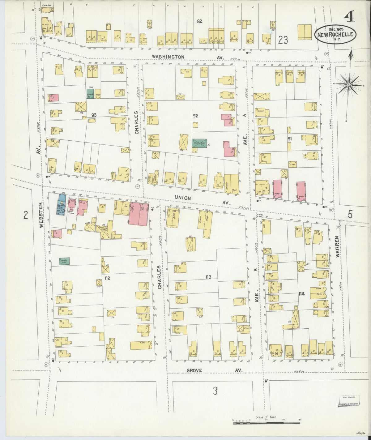 Sanborn Fire Insurance Map from New Rochelle, Westchester County, New York (1903), Sheet #0004 - Complete Map Set gallery image, historic Sanborn map, vintage wall art, New York New York