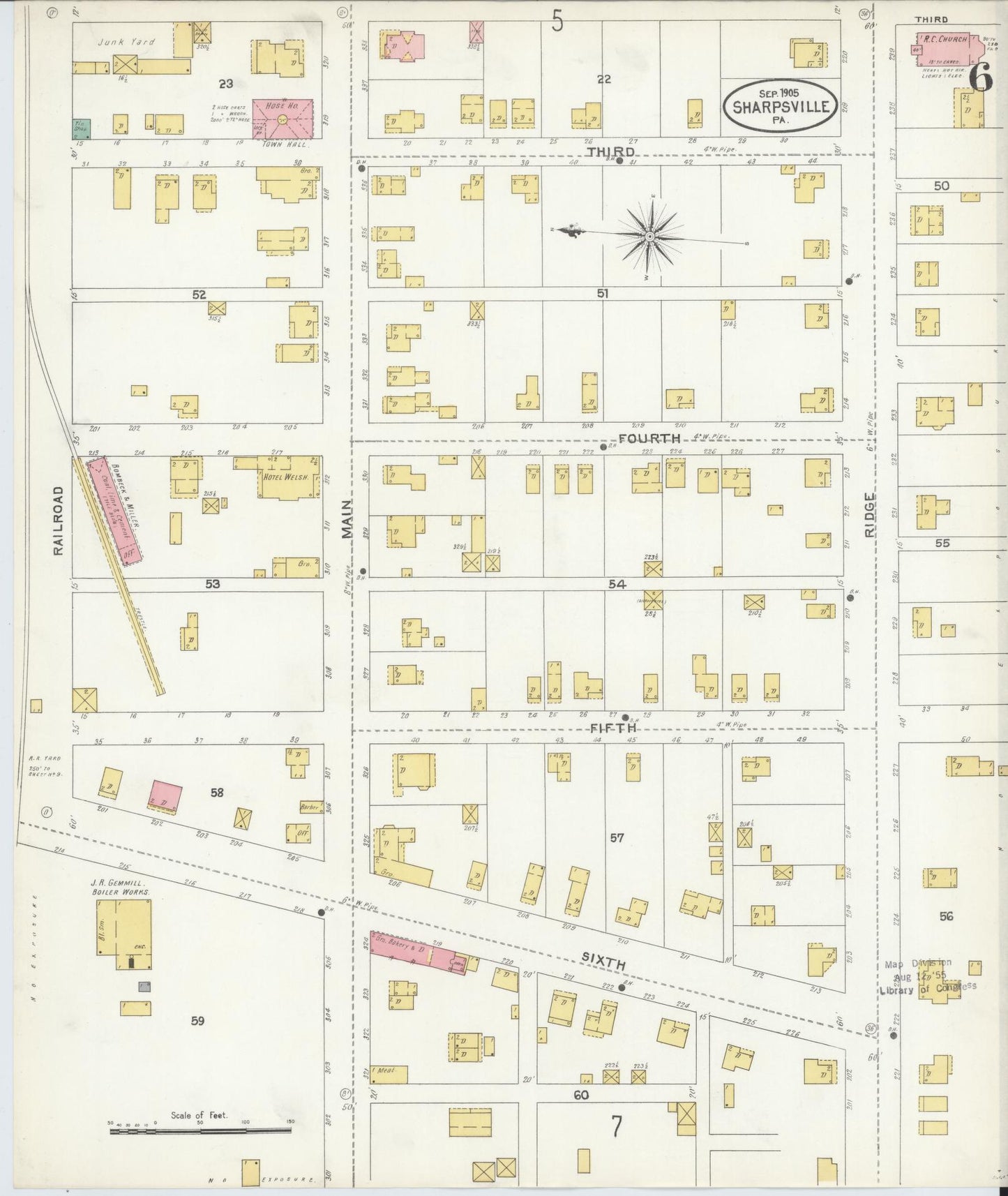 Sanborn Fire Insurance Map from Sharpsville, Mercer County, Pennsylvania (1905), Sheet #0006 - Complete Map Set gallery image, historic Sanborn map, vintage wall art, Pennsylvania Pennsylvania