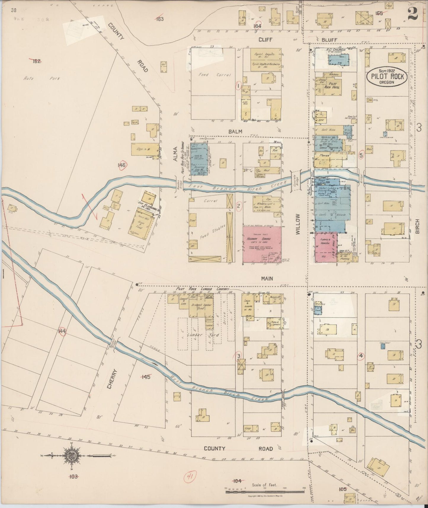 Sanborn Fire Insurance Map from Pilot Rock, Umatilla County, Oregon (1932), Sheet #0002 - Complete Map Set gallery image, historic Sanborn map, vintage wall art, Oregon Oregon