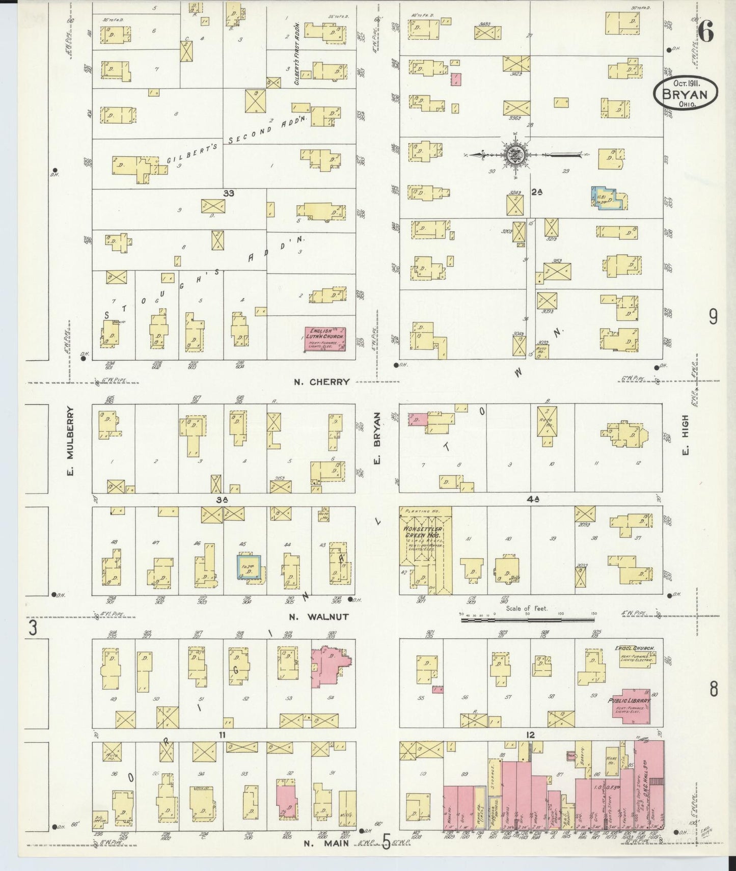 Sanborn Fire Insurance Map from Bryan, Williams County, Ohio (1911), Sheet #0006 - Complete Map Set gallery image, historic Sanborn map, vintage wall art, Ohio Ohio