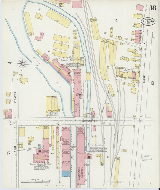 Sanborn Fire Insurance Map from Auburn, Cayuga County, New York (1898), Sheet #0018 - Historic Sanborn Fire Insurance Map Print, vintage old map wall art, antique decor, genealogy gift, New York New York map