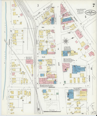 Sanborn Fire Insurance Map from Logansport, Cass County, Indiana (1906), Sheet #0007 - Historic Sanborn Fire Insurance Map Print, vintage old map wall art, antique decor, genealogy gift, Indiana Indiana map