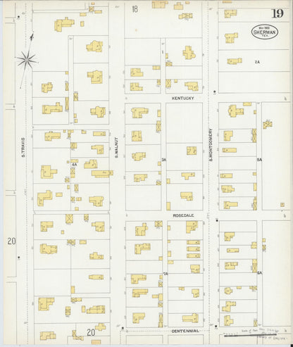 Sanborn Fire Insurance Map from Sherman, Grayson County, Texas (1902), Sheet #0019 - Complete Map Set gallery image, historic Sanborn map, vintage wall art, Texas Texas