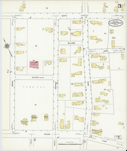 Sanborn Fire Insurance Map from Lisbon Falls, Androscoggin County, Maine (1911), Sheet #0003 - Complete Map Set gallery image, historic Sanborn map, vintage wall art, Maine Maine