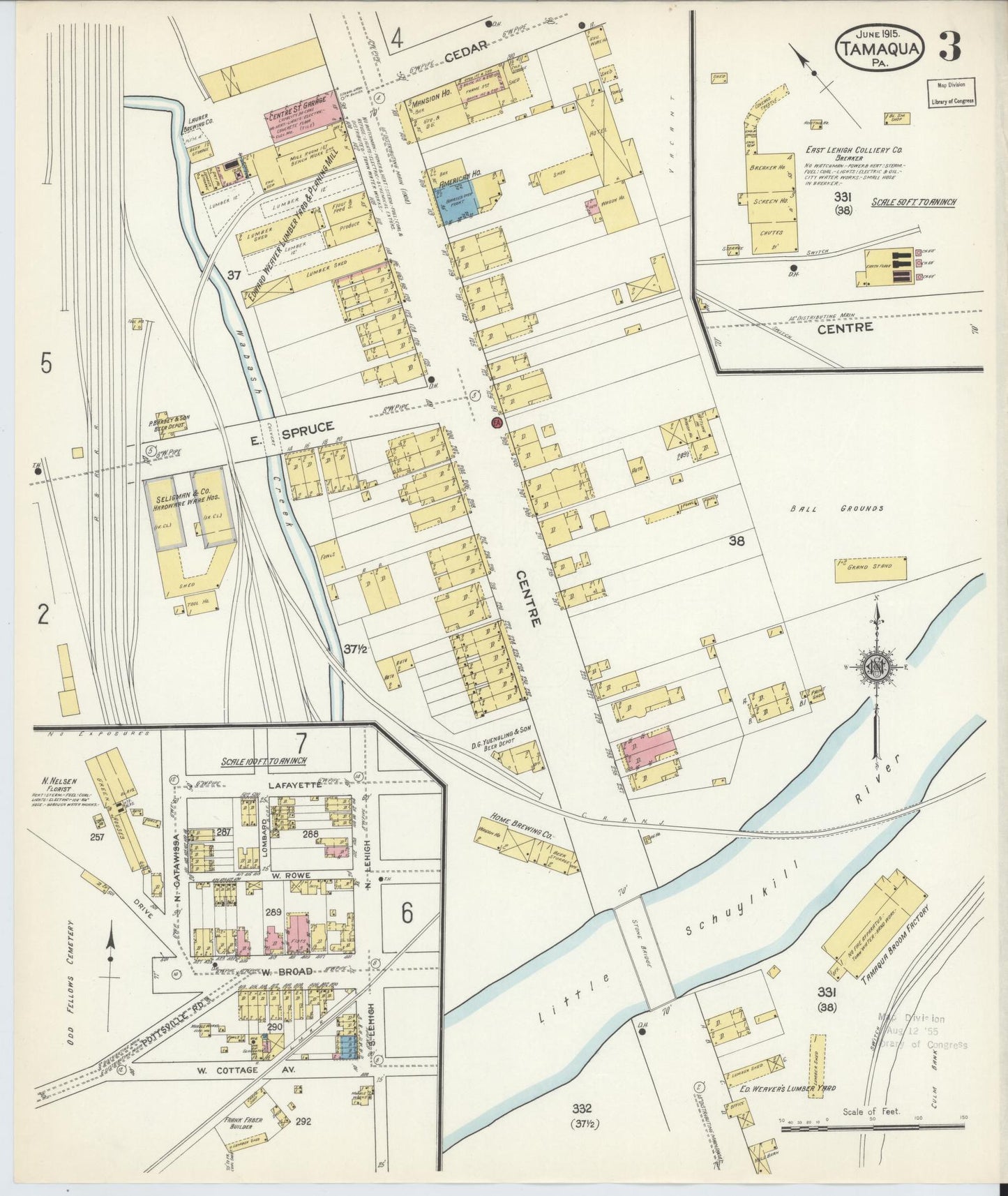 Sanborn Fire Insurance Map from Tamaqua, Schuylkill County, Pennsylvania (1915), Sheet #0003 - Complete Map Set gallery image, historic Sanborn map, vintage wall art, Pennsylvania Pennsylvania