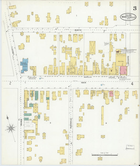 Sanborn Fire Insurance Map from Monticello, Sullivan County, New York (1904), Sheet #0003 - Historic Sanborn Fire Insurance Map Print, vintage old map wall art, antique decor, genealogy gift, New York New York map