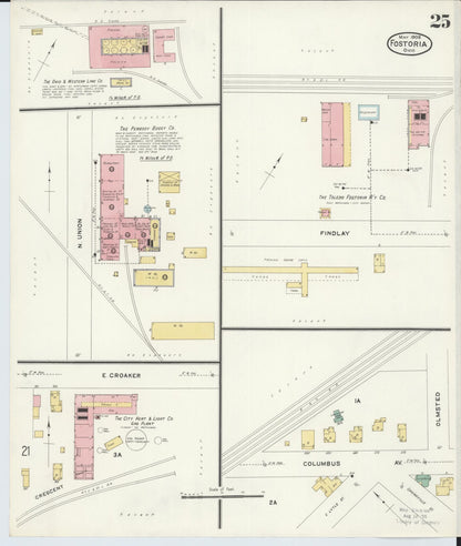Sanborn Fire Insurance Map from Fostoria, Seneca, Hancock, And Wood Counties, Ohio (1908), Sheet #0025 - Historic Sanborn Fire Insurance Map Print, vintage old map wall art, antique decor, genealogy gift, Ohio Ohio map