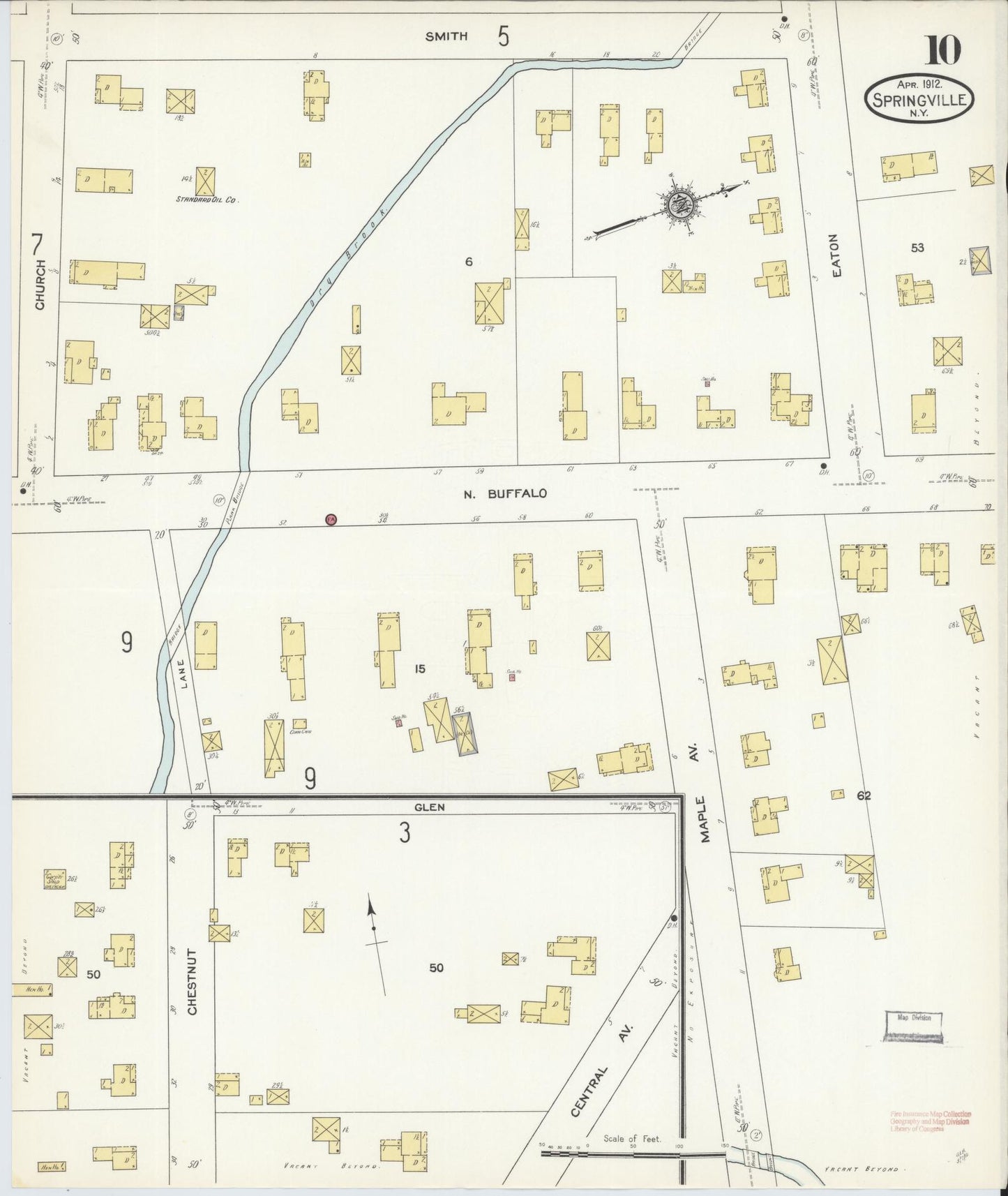 Sanborn Fire Insurance Map from Springville, Erie County, New York (1912), Sheet #0010 - Complete Map Set gallery image, historic Sanborn map, vintage wall art, New York New York