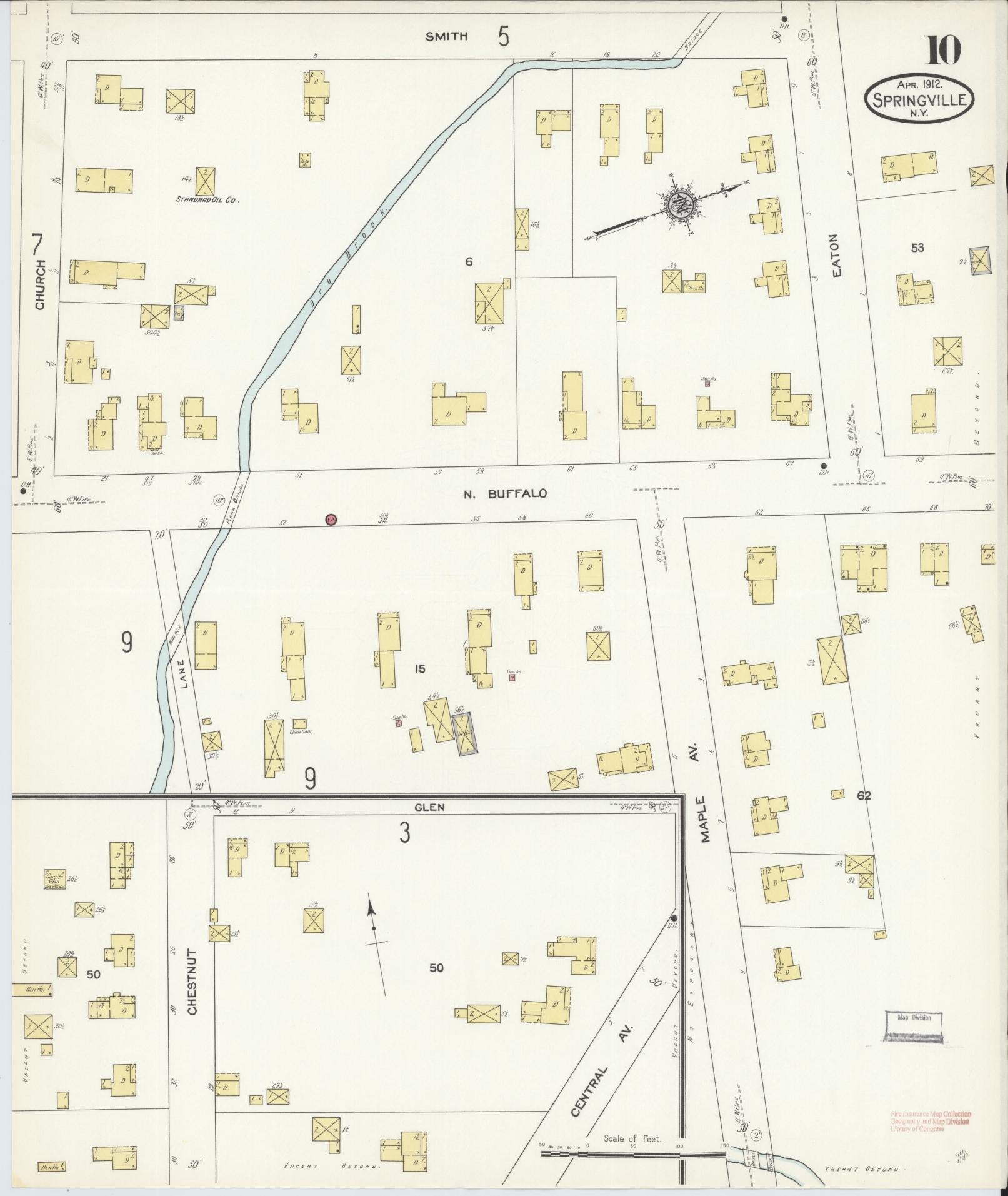 Sanborn Fire Insurance Map from Springville, Erie County, New York (1912), Sheet #0010 - Complete Map Set gallery image, historic Sanborn map, vintage wall art, New York New York