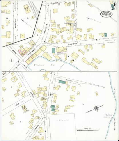 Sanborn Fire Insurance Map from Richford, Franklin County, Vermont (1909), Sheet #0004 - Complete Map Set gallery image, historic Sanborn map, vintage wall art, Vermont Vermont
