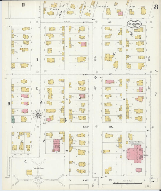 Sanborn Fire Insurance Map from Sterling, Whiteside County, Illinois (1903), Sheet #0008 - Historic Sanborn Fire Insurance Map Print, vintage old map wall art, antique decor, genealogy gift, Illinois Illinois map