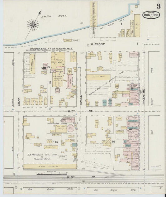 Sanborn Fire Insurance Map from Dunkirk, Chautauqua County, New York (1888), Sheet #0003 - Historic Sanborn Fire Insurance Map Print, vintage old map wall art, antique decor, genealogy gift, New York New York map