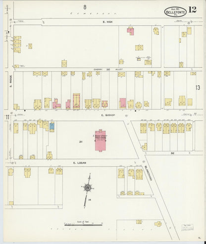 Sanborn Fire Insurance Map from Bellefonte, Centre County, Pennsylvania (1911), Sheet #0012 - Complete Map Set gallery image, historic Sanborn map, vintage wall art, Pennsylvania Pennsylvania