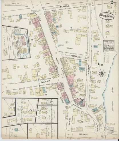 Sanborn Fire Insurance Map from Waterville, Kennebec County, Maine (1884), Sheet #0002 - Complete Map Set gallery image, historic Sanborn map, vintage wall art, Maine Maine