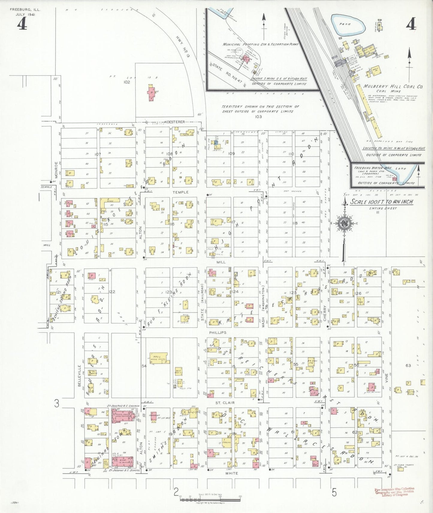 Sanborn Fire Insurance Map from Freeburg, Saint Clair County, Illinois (1941), Sheet #0004 - Complete Map Set gallery image, historic Sanborn map, vintage wall art, Illinois Illinois