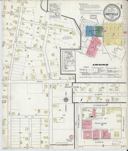 Sanborn Fire Insurance Map from Hartselle, Morgan County, Alabama (1917), Sheet #0001 - Complete Map Set gallery image, historic Sanborn map, vintage wall art, Alabama Alabama