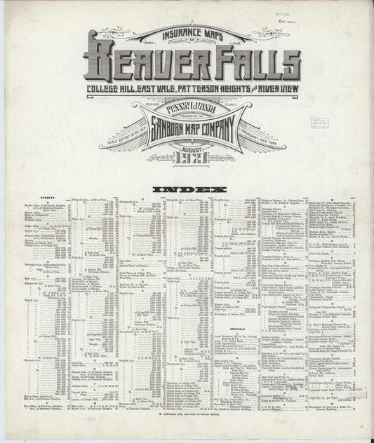 Sanborn Fire Insurance Map from Beaver Falls, Beaver County, Pennsylvania. (1921) – Historic Sanborn Fire Insurance Map Print