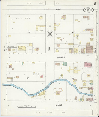 Sanborn Fire Insurance Map from Nephi, Juab County, Utah (1890), Sheet #0003 - Complete Map Set gallery image, historic Sanborn map, vintage wall art, Utah Utah
