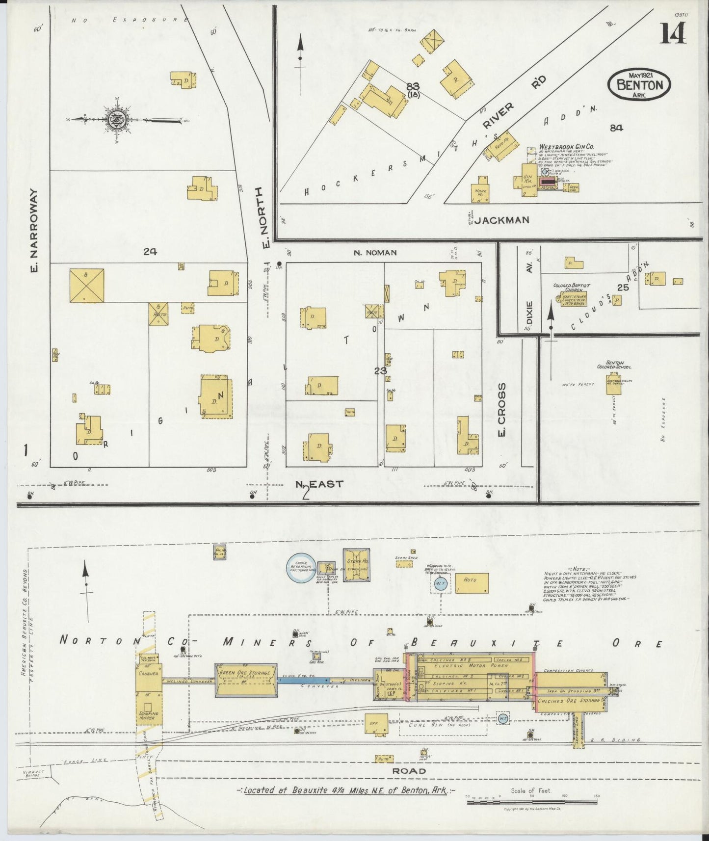 Sanborn Fire Insurance Map from Benton, Saline County, Arkansas (1921), Sheet #0014 - Complete Map Set gallery image, historic Sanborn map, vintage wall art, Arkansas Arkansas