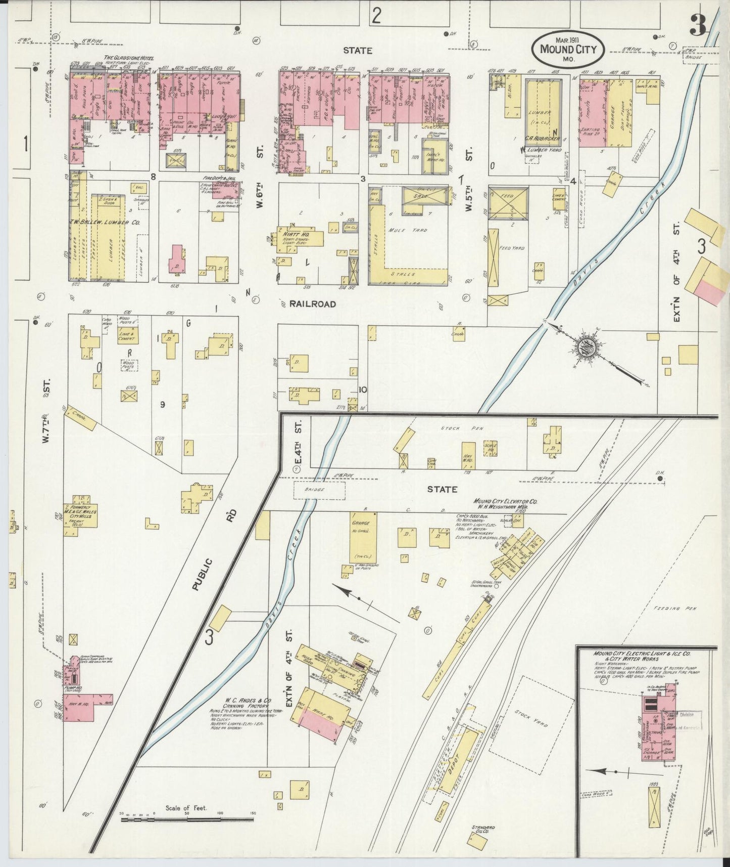 Sanborn Fire Insurance Map from Mound City, Holt County, Missouri (1911), Sheet #0003 - Complete Map Set gallery image, historic Sanborn map, vintage wall art, Missouri Missouri