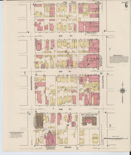 Sanborn Fire Insurance Map from Portsmouth, Scioto County, Ohio (1921), Sheet #0006 - Historic Sanborn Fire Insurance Map Print, vintage old map wall art, antique decor, genealogy gift, Ohio Ohio map
