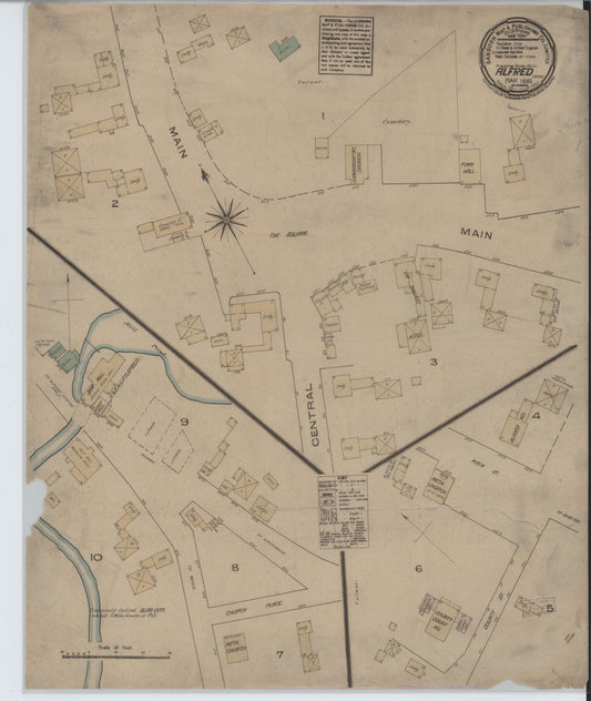 Sanborn Fire Insurance Map from Alfred, York County, Maine (1895), Sheet #0001 - Historic Sanborn Fire Insurance Map Print, vintage old map wall art, antique decor, genealogy gift, Maine Maine map