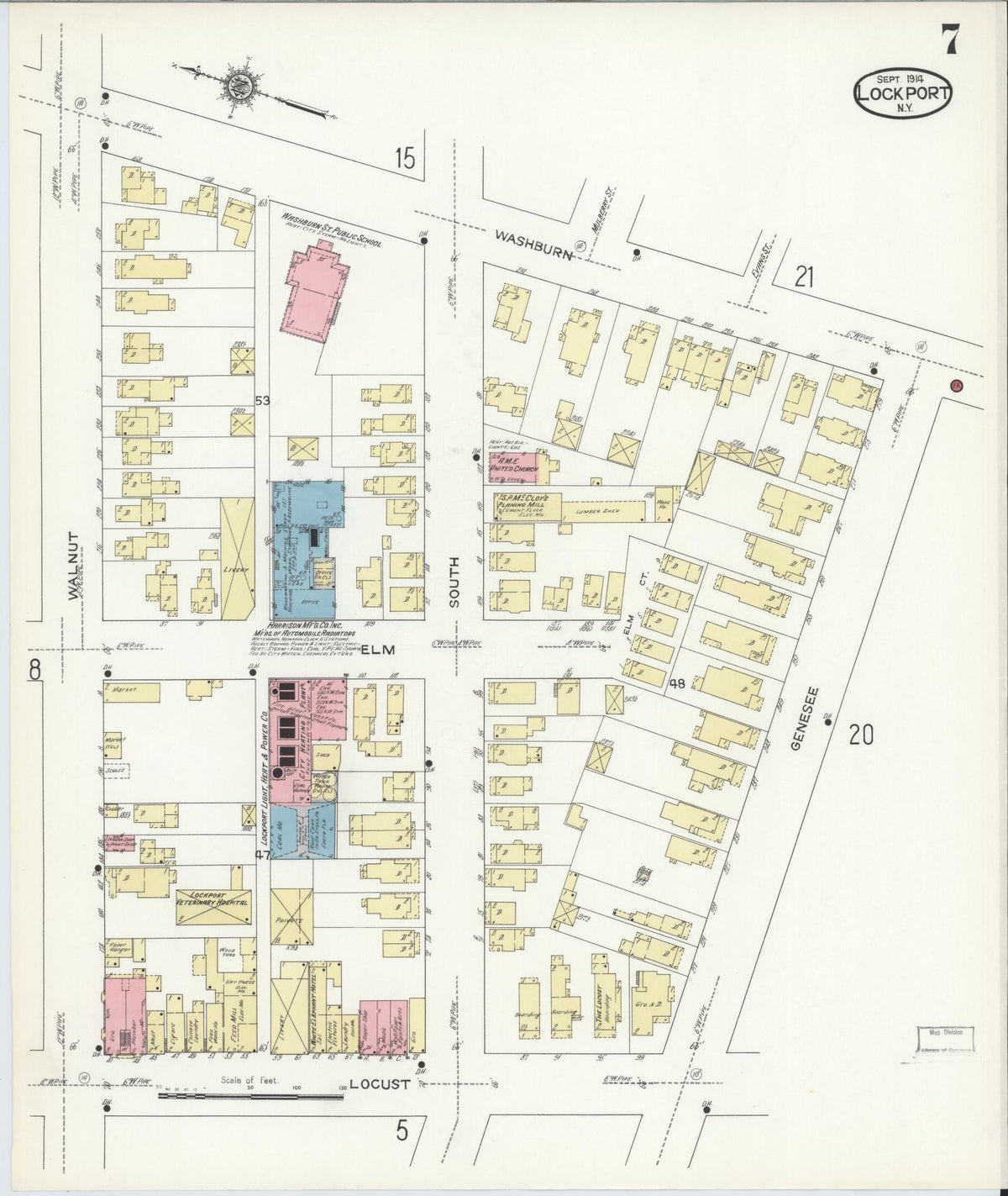 Sanborn Fire Insurance Map from Lockport, Niagara County, New York (1914), Sheet #0007 - Complete Map Set gallery image, historic Sanborn map, vintage wall art, New York New York