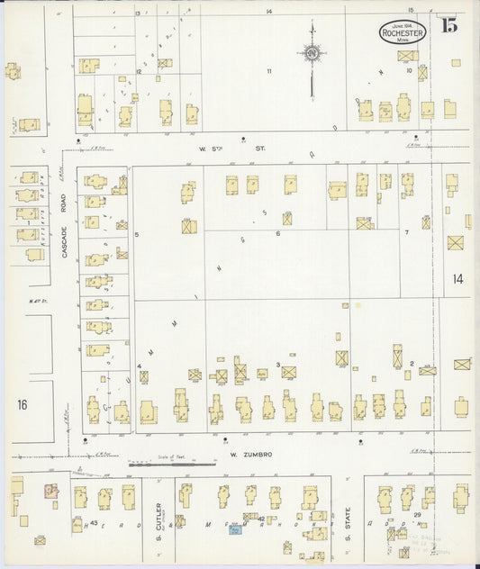 Sanborn Fire Insurance Map from Rochester, Olmsted County, Minnesota (1914), Sheet #0015 - Historic Sanborn Fire Insurance Map Print, vintage old map wall art, antique decor, genealogy gift, Minnesota Minnesota map