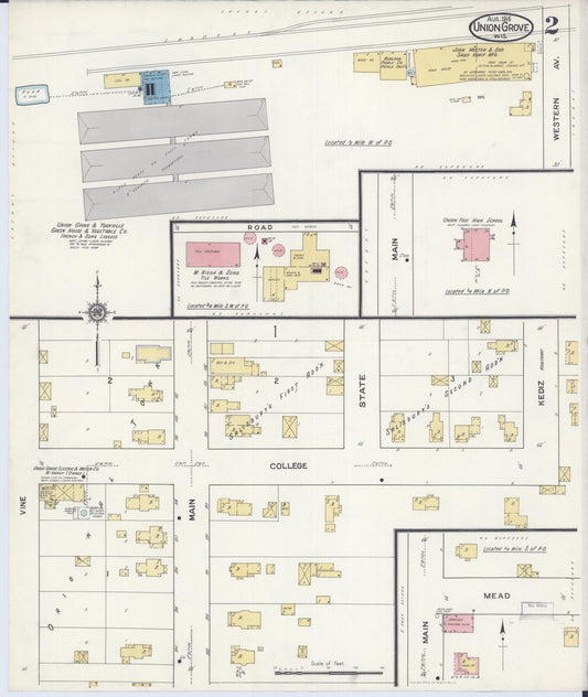 Sanborn Fire Insurance Map from Union Grove, Racine County, Wisconsin (1916), Sheet #0002 - Historic Sanborn Fire Insurance Map Print, vintage old map wall art, antique decor, genealogy gift, Wisconsin Wisconsin map
