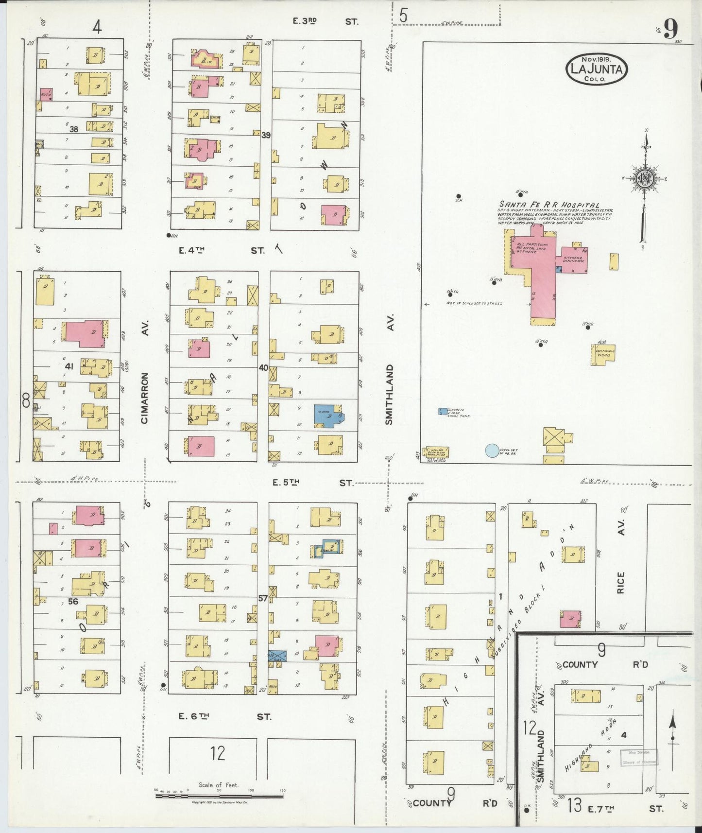 Sanborn Fire Insurance Map from La Junta, Otero County, Colorado (1919), Sheet #0009 - Complete Map Set gallery image, historic Sanborn map, vintage wall art, Colorado Colorado
