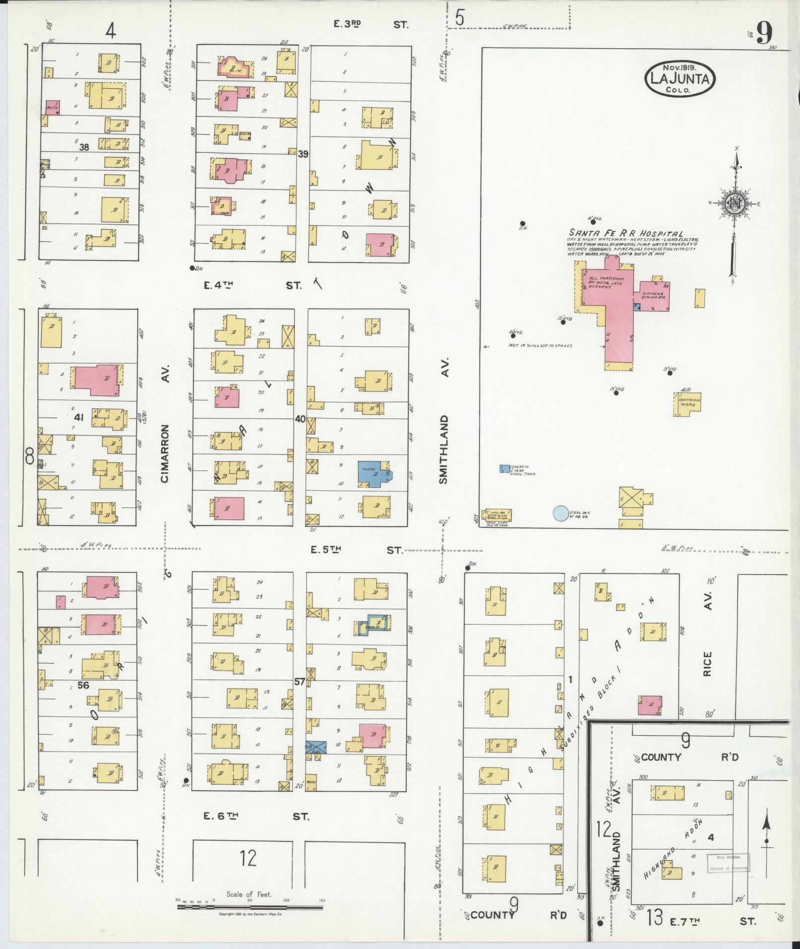 Sanborn Fire Insurance Map from La Junta, Otero County, Colorado (1919), Sheet #0009 - Complete Map Set gallery image, historic Sanborn map, vintage wall art, Colorado Colorado