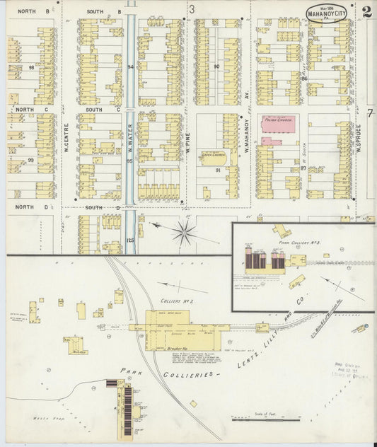 Sanborn Fire Insurance Map from Mahanoy City, Schuylkill County, Pennsylvania (1896), Sheet #0002 - Historic Sanborn Fire Insurance Map Print, vintage old map wall art, antique decor, genealogy gift, Pennsylvania Pennsylvania map