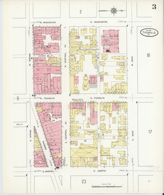 Sanborn Fire Insurance Map from Titusville, Crawford County, Pennsylvania (1912), Sheet #0003 - Historic Sanborn Fire Insurance Map Print, vintage old map wall art, antique decor, genealogy gift, Pennsylvania Pennsylvania map