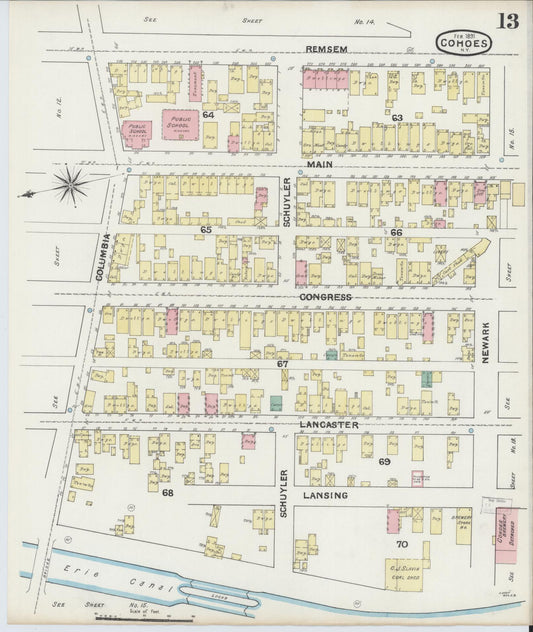 Sanborn Fire Insurance Map from Cohoes, Albany County, New York (1891), Sheet #0013 - Historic Sanborn Fire Insurance Map Print, vintage old map wall art, antique decor, genealogy gift, New York New York map