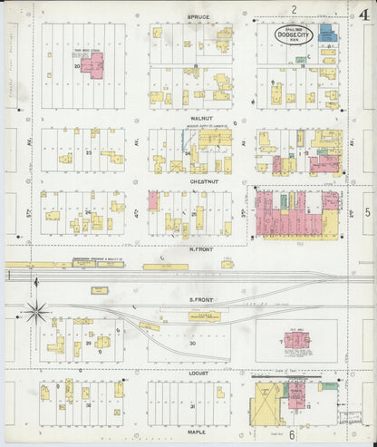 Sanborn Fire Insurance Map from Dodge City, Ford County, Kansas (1905), Sheet #0004 - Complete Map Set gallery image, historic Sanborn map, vintage wall art, Kansas Kansas