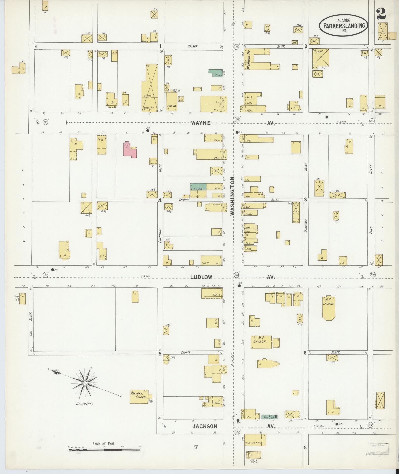 Sanborn Fire Insurance Map from Parkers Landing, Armstrong County, Pennsylvania (1899), Sheet #0002 - Complete Map Set gallery image, historic Sanborn map, vintage wall art, Pennsylvania Pennsylvania