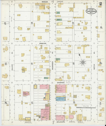 Sanborn Fire Insurance Map from Tahlequah, Cherokee County, Oklahoma (1904), Sheet #0002 - Complete Map Set gallery image, historic Sanborn map, vintage wall art, Oklahoma Oklahoma