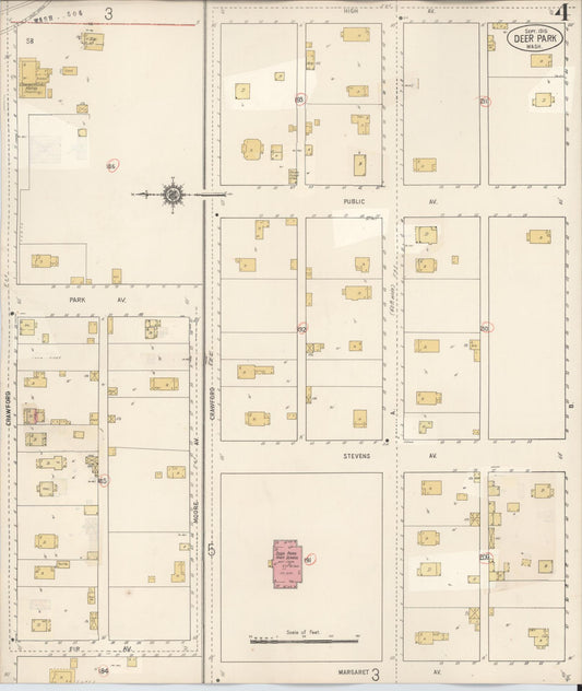 Sanborn Fire Insurance Map from Deer Park, Spokane County, Washington (1932), Sheet #0004 - Historic Sanborn Fire Insurance Map Print, vintage old map wall art, antique decor, genealogy gift, Washington Washington map