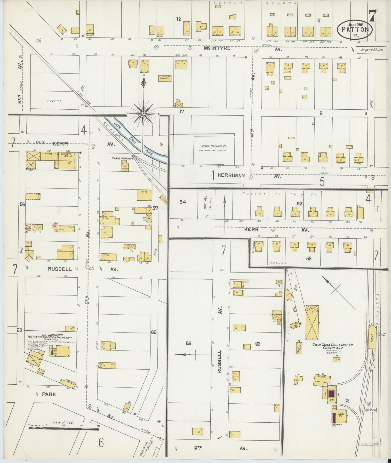 Sanborn Fire Insurance Map from Patton, Cambria County, Pennsylvania (1903), Sheet #0007 - Complete Map Set gallery image, historic Sanborn map, vintage wall art, Pennsylvania Pennsylvania
