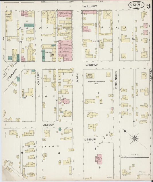 Sanborn Fire Insurance Map from Carmi, White County, Illinois (1886), Sheet #0003 - Historic Sanborn Fire Insurance Map Print, vintage old map wall art, antique decor, genealogy gift, Illinois Illinois map