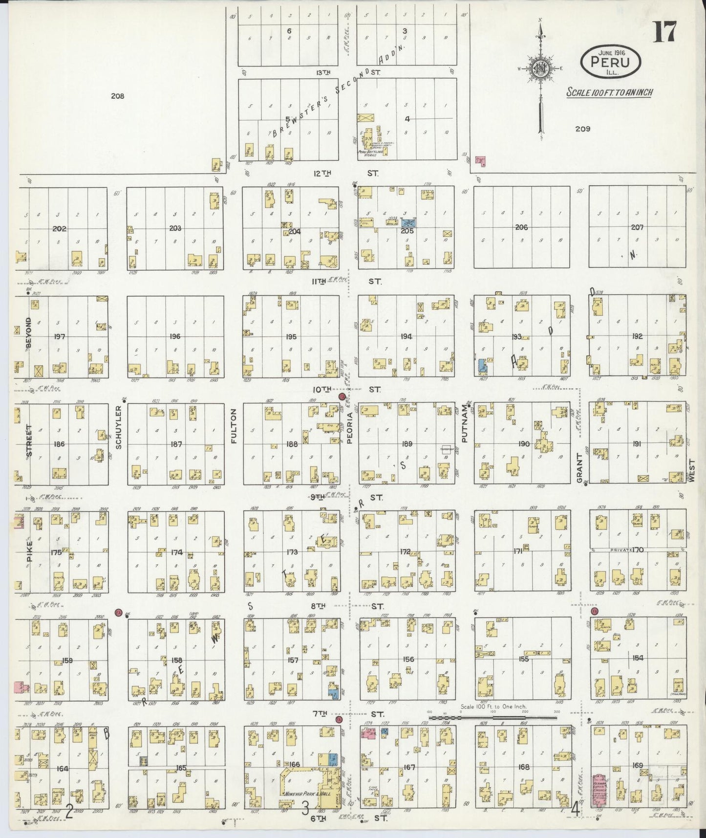 Sanborn Fire Insurance Map from Peru, La Salle County, Illinois (1916), Sheet #0017 - Complete Map Set gallery image, historic Sanborn map, vintage wall art, Illinois Illinois