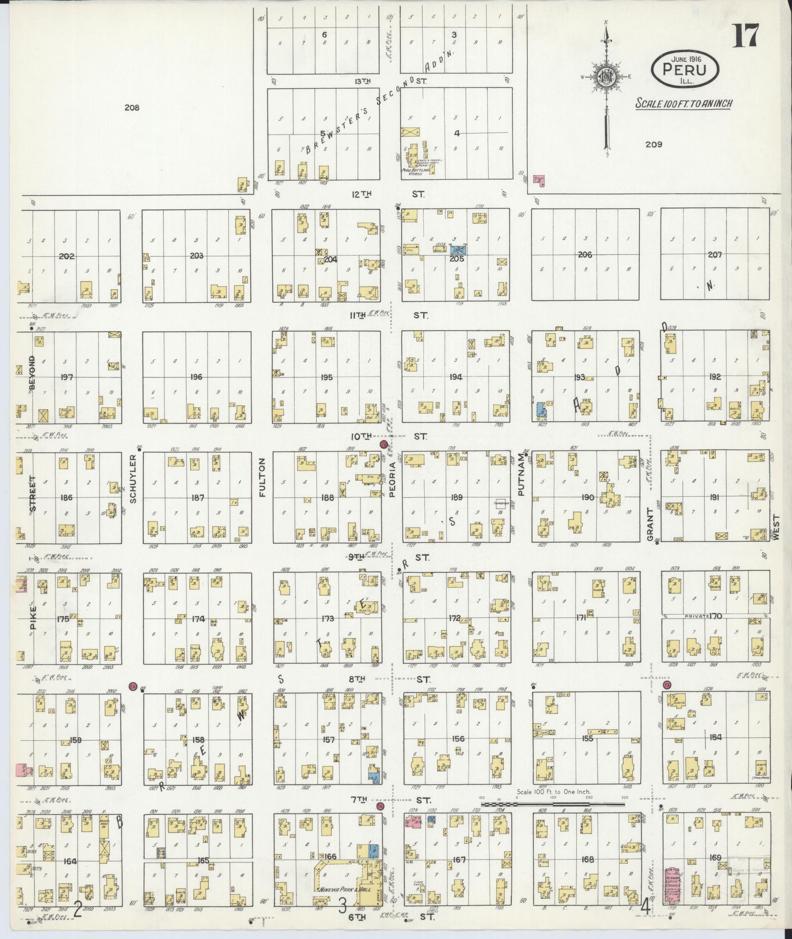 Sanborn Fire Insurance Map from Peru, La Salle County, Illinois (1916), Sheet #0017 - Complete Map Set gallery image, historic Sanborn map, vintage wall art, Illinois Illinois