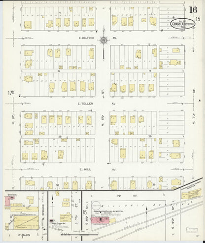 Sanborn Fire Insurance Map from Grand Junction, Mesa County, Colorado (1912), Sheet #0016 - Complete Map Set gallery image, historic Sanborn map, vintage wall art, Colorado Colorado