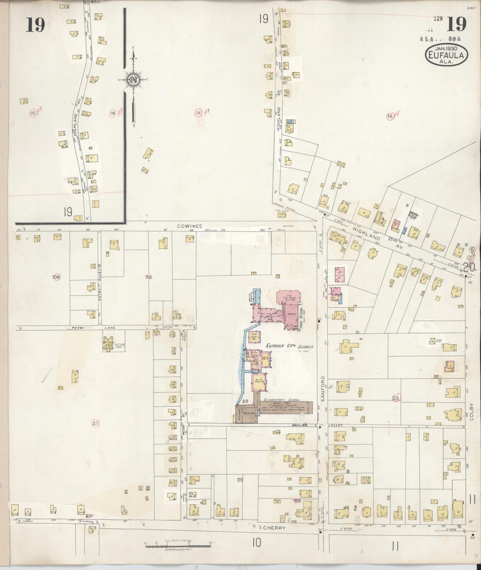 Sanborn Fire Insurance Map from Eufaula, Barbour County, Alabama (1950), Sheet #0019 - Complete Map Set gallery image, historic Sanborn map, vintage wall art, Alabama Alabama