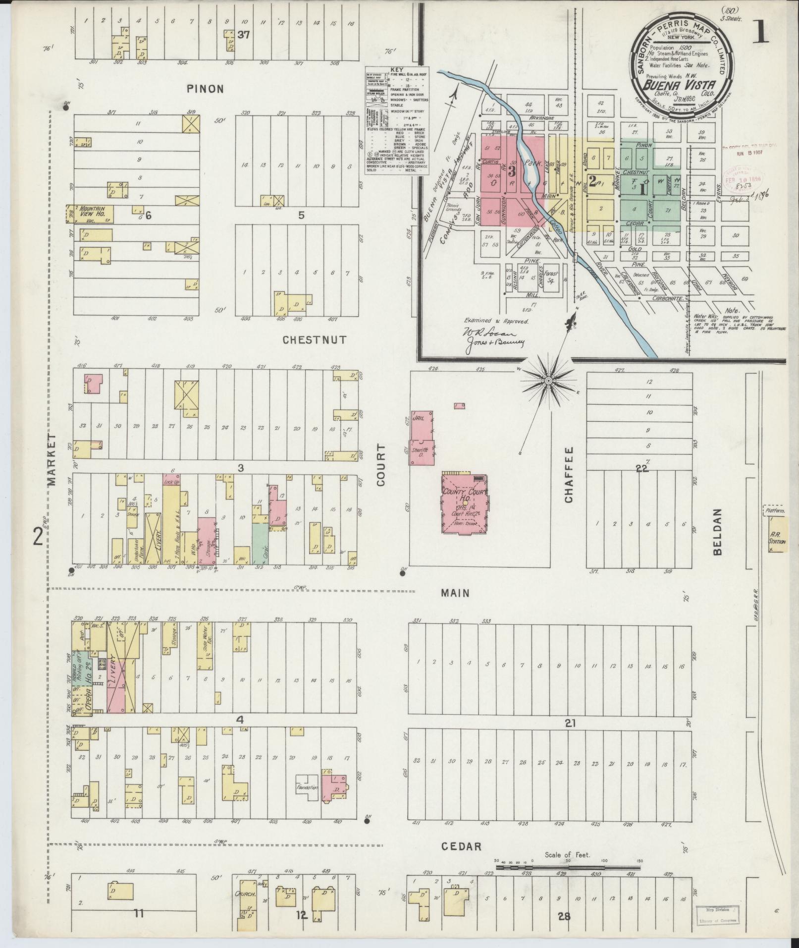 Sanborn Fire Insurance Map from Buena Vista, Chaffee County, Colorado (1896), Sheet #0001 - Complete Map Set gallery image, historic Sanborn map, vintage wall art, Colorado Colorado