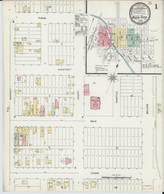 Sanborn Fire Insurance Map from Buena Vista, Chaffee County, Colorado (1896), Sheet #0001 - Complete Map Set gallery image, historic Sanborn map, vintage wall art, Colorado Colorado