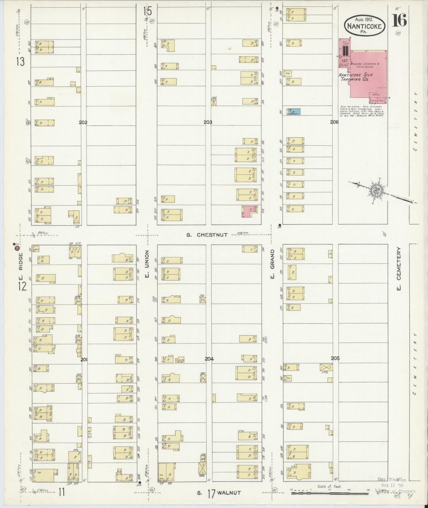Sanborn Fire Insurance Map from Nanticoke, Luzerne County, Pennsylvania (1912), Sheet #0016 - Historic Sanborn Fire Insurance Map Print, vintage old map wall art, antique decor, genealogy gift, Pennsylvania Pennsylvania map